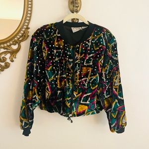 SOLD❌Vintage 80s speed limit long sleeve zip jacket shoulder pads- medium